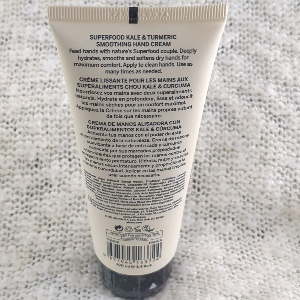 AHAVA Smoothing Hand Cream with Kale & Turmeric, 100ml/3.4fl oz